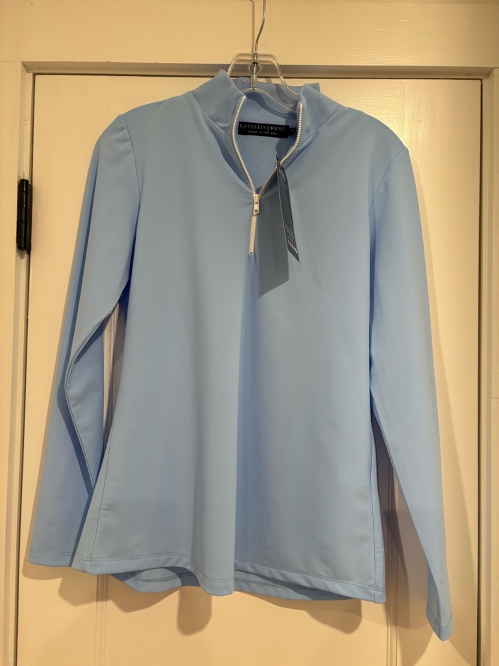 Katherine Way NEW Anna Maria Quarter Zip Pullover Blue Womens XS Activewear